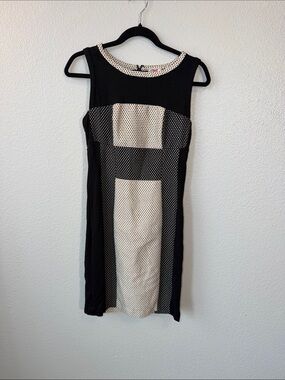 Black and Cream Polka Dot Sheath Dress